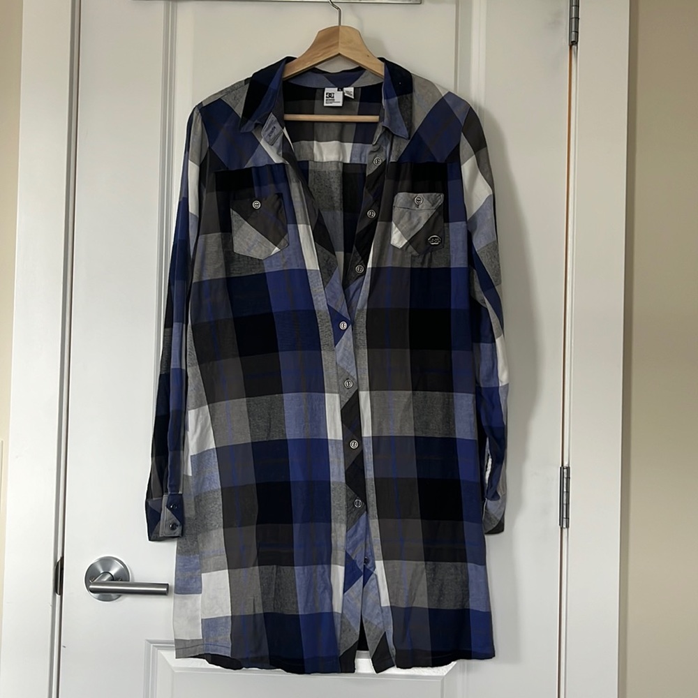 DC dress shirt L blue/white/black